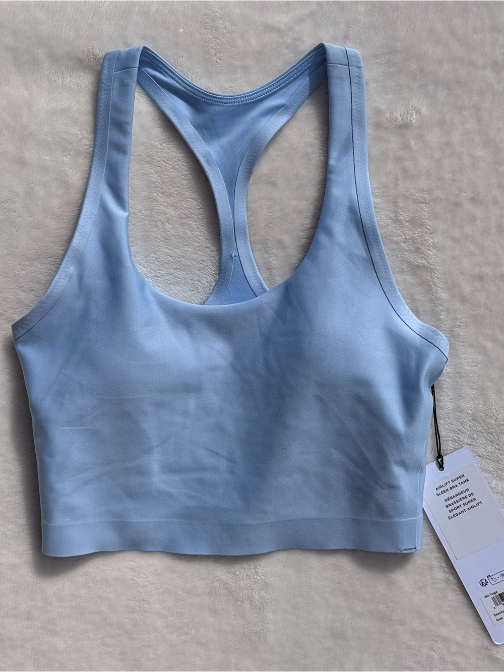 NWT Alo Yoga Airlift Super Sleek Bra Tank in Seashell Blue, Size XS